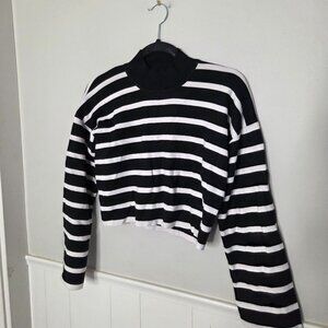 GREY LAB Stripe Turtleneck Crop Sweater